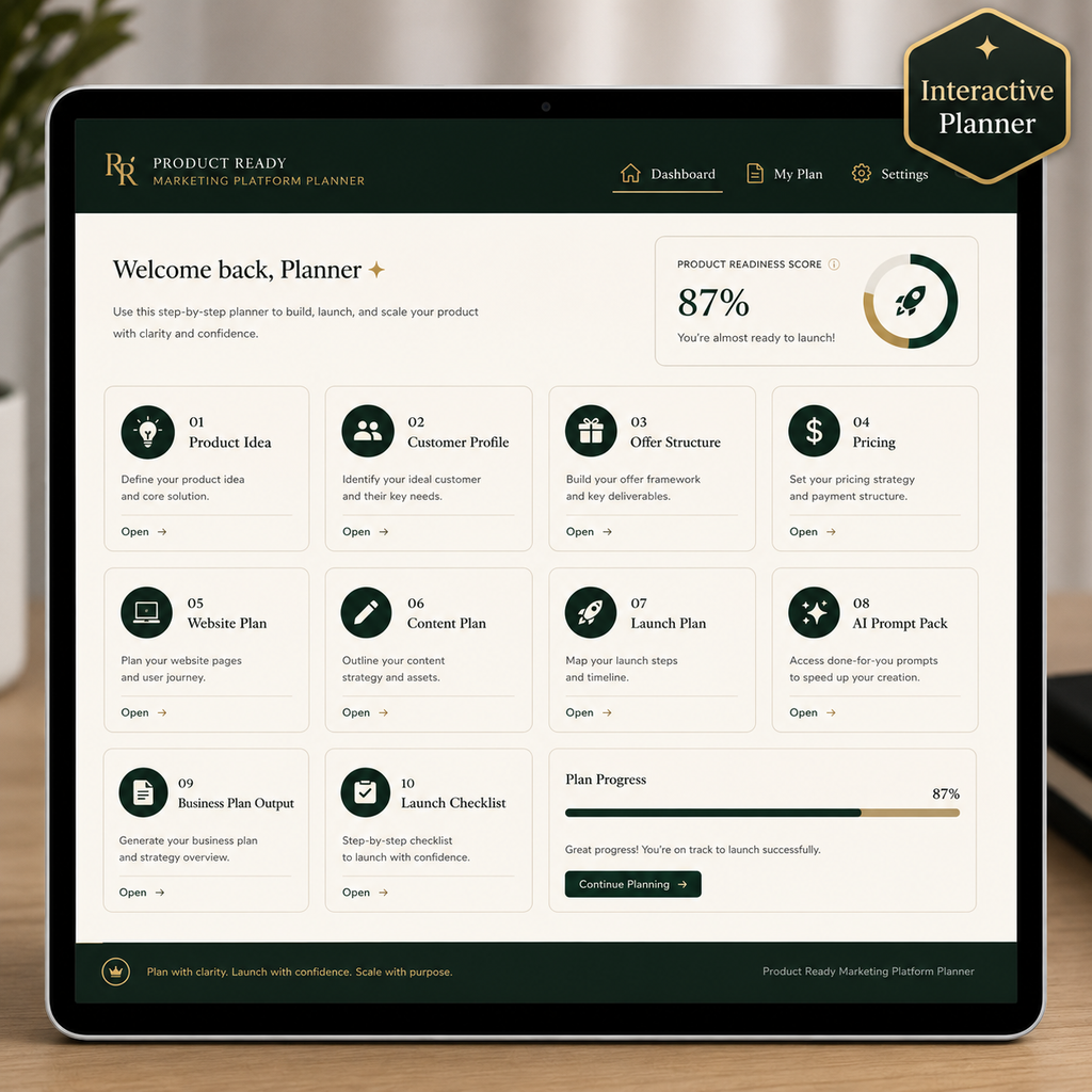 Product Ready Marketing Platform Planner